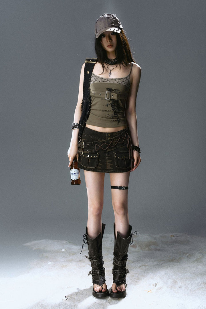 Belted Graphic Cami Top