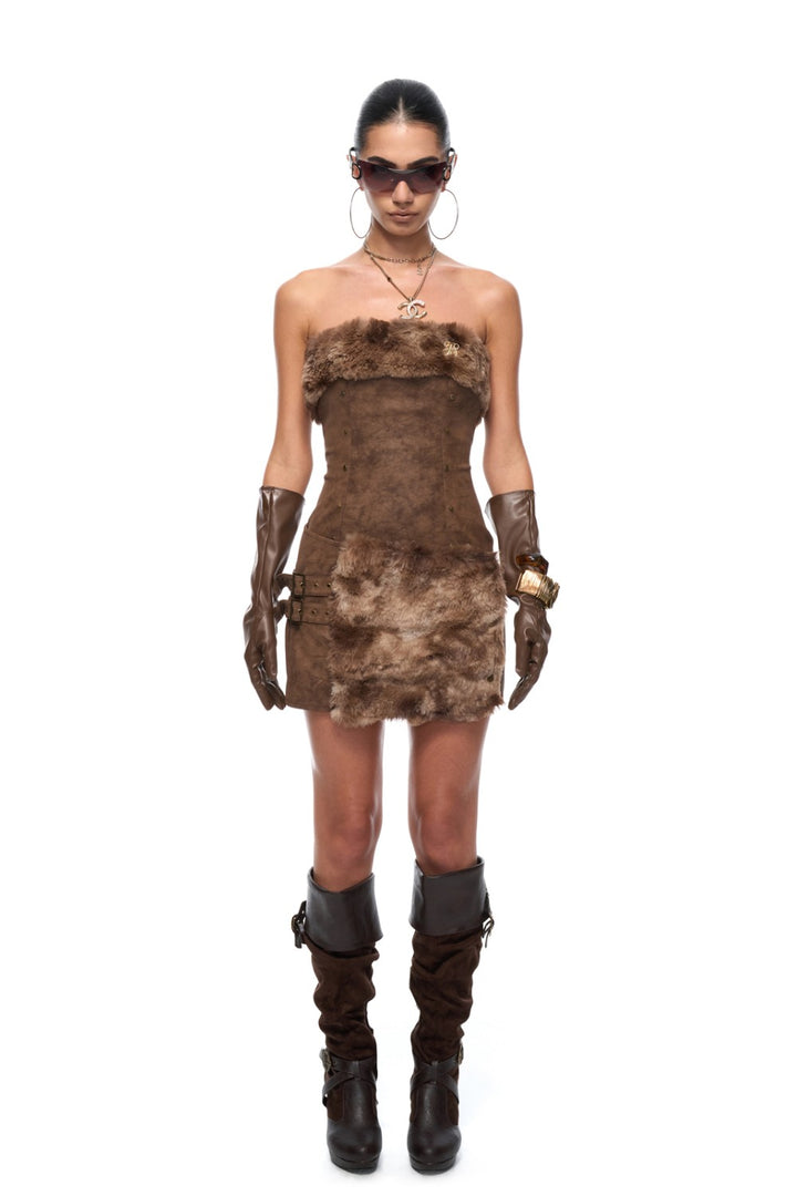 Misha Suede Strap Dress