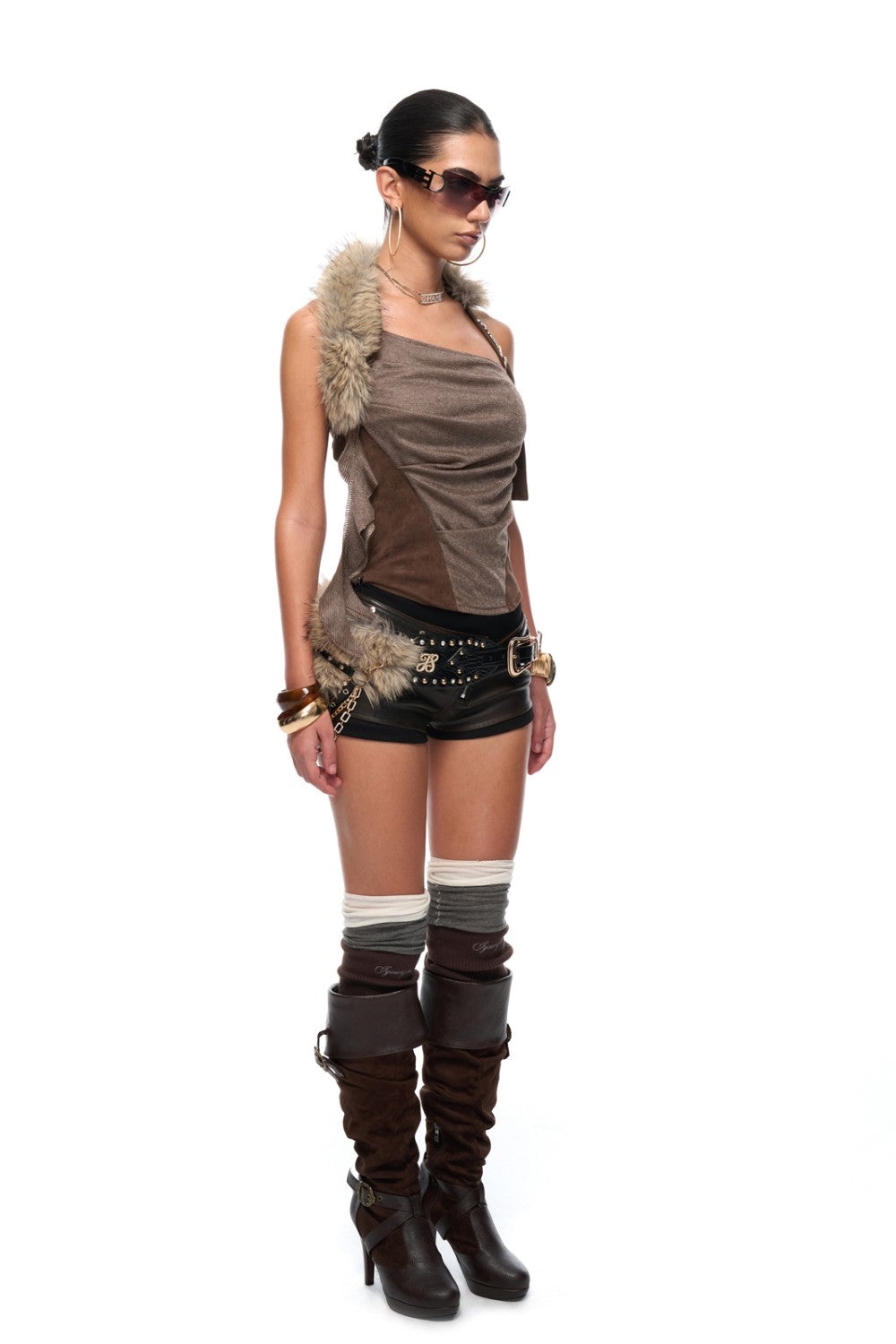 Suede Fur Halter Top