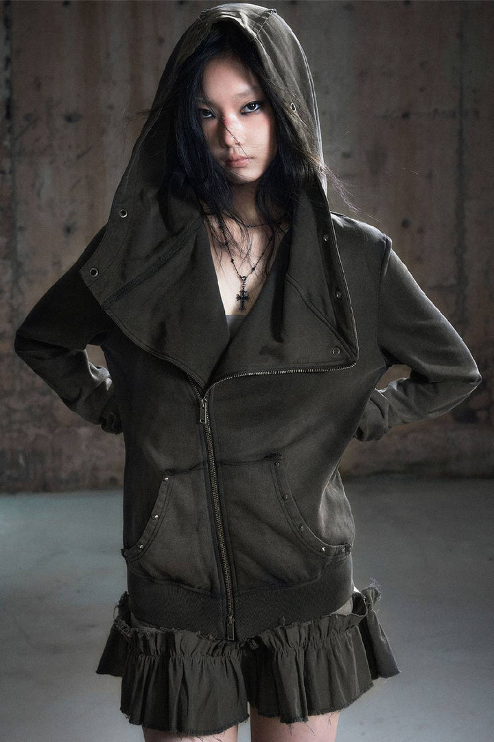 Lapel Collar Zip Jacket