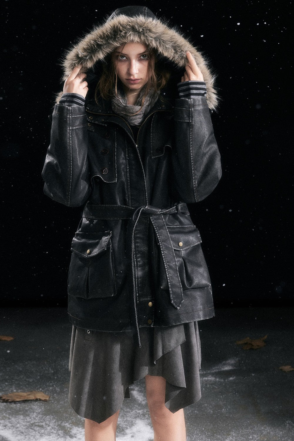 Astra Leather Parka Coat