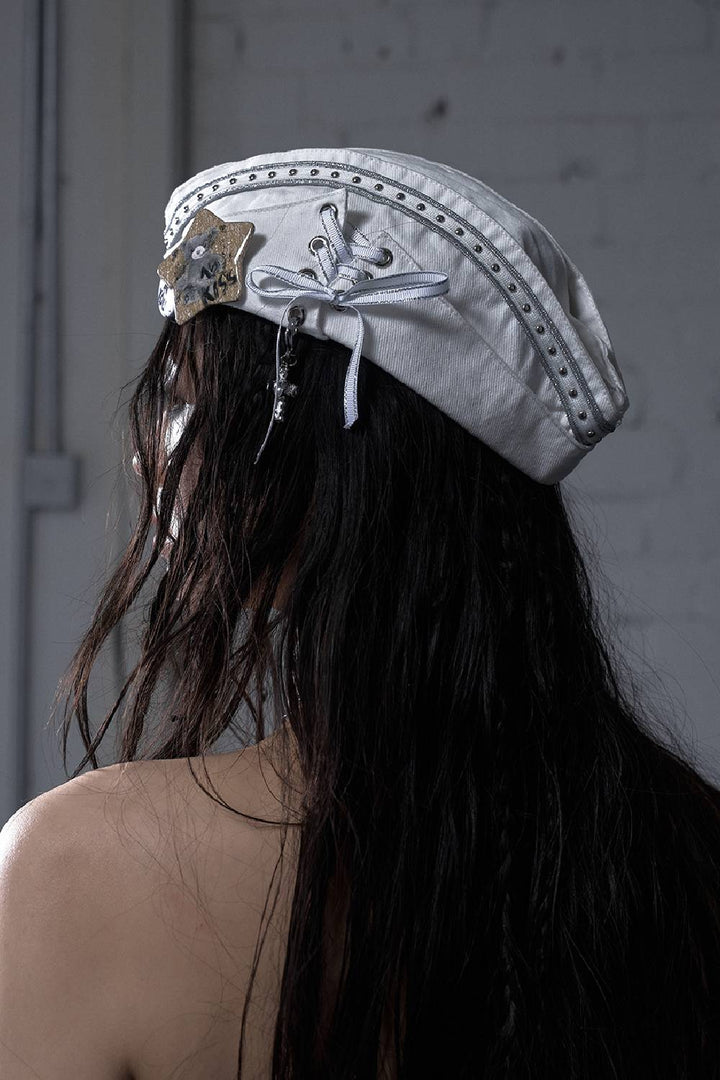 Crosslace Studded Cap
