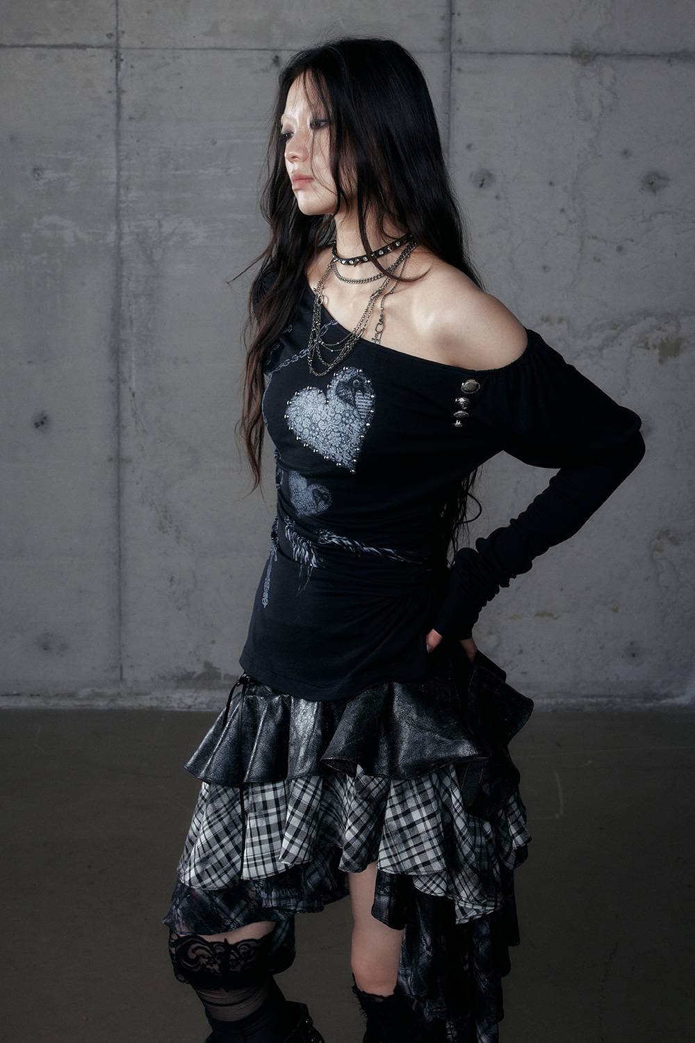 Studded Heart Long Sleeve