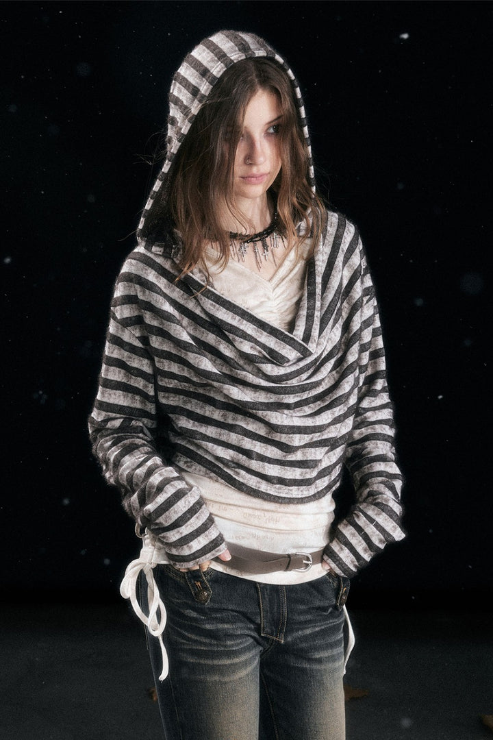 Hooded Drape Layer Shirt