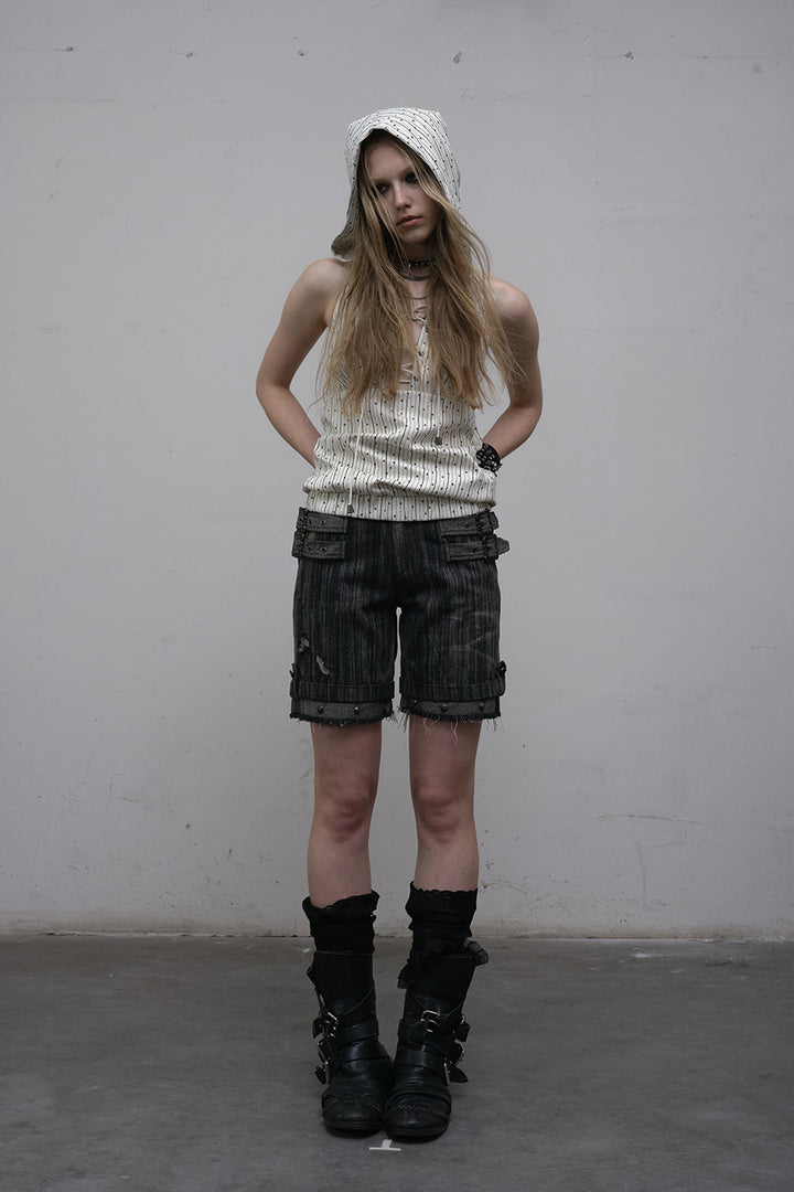 Striped Buckle Jorts