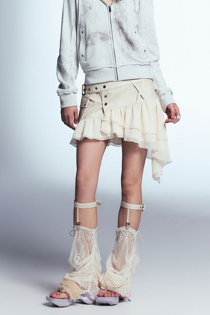 Leather Ruffle Skirt