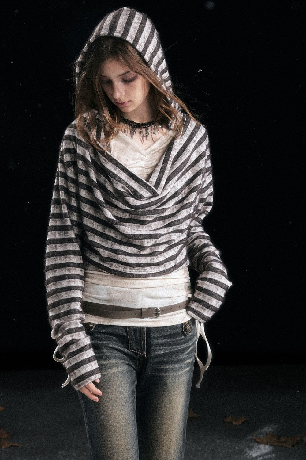 Hooded Drape Layer Shirt