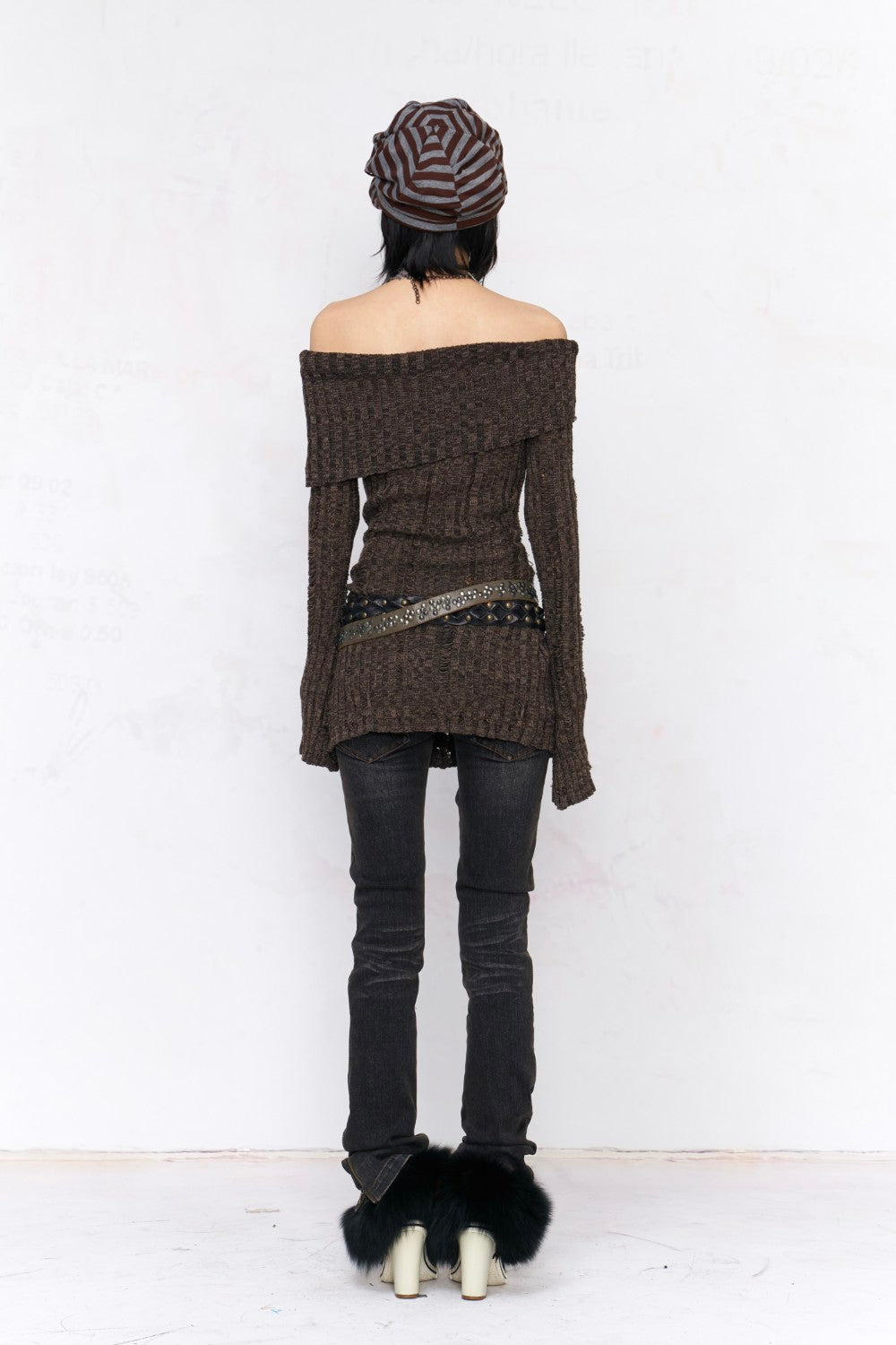 Vintage Ribbed Bardot Sweater
