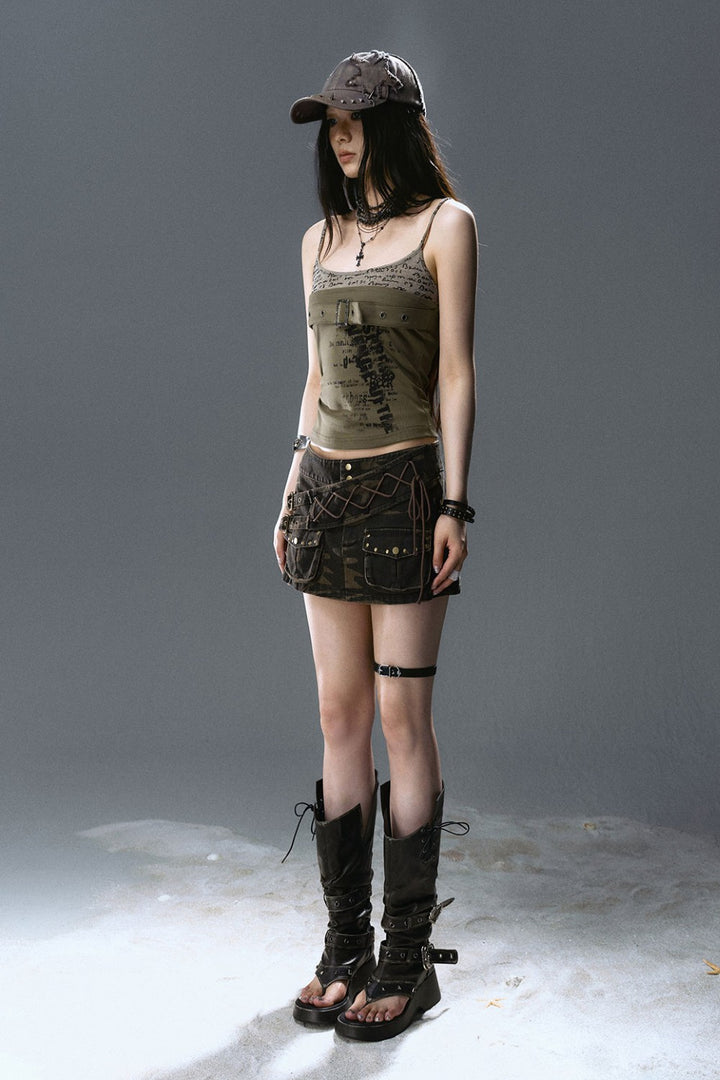 Belted Graphic Cami Top
