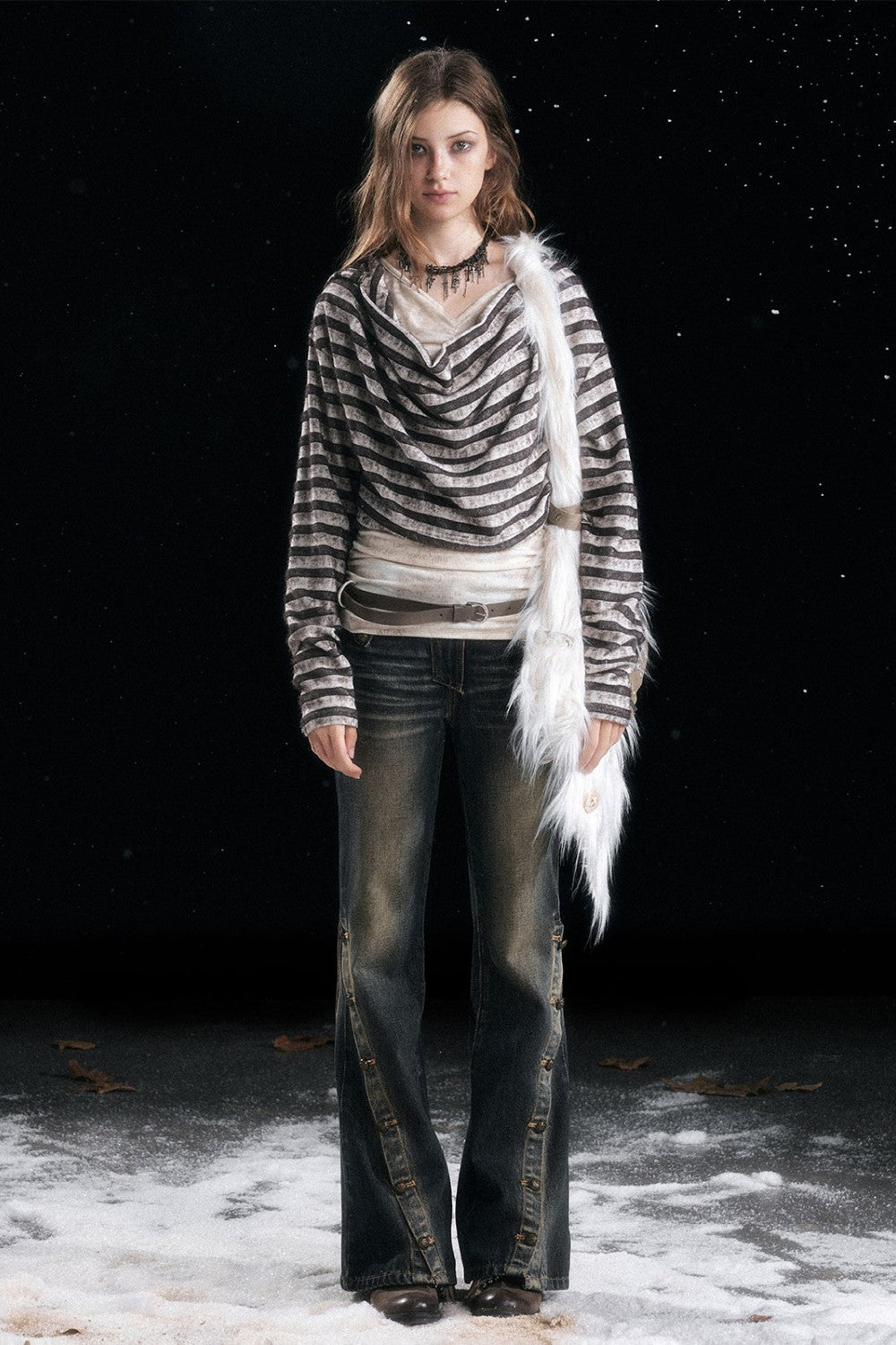 Hooded Drape Layer Shirt