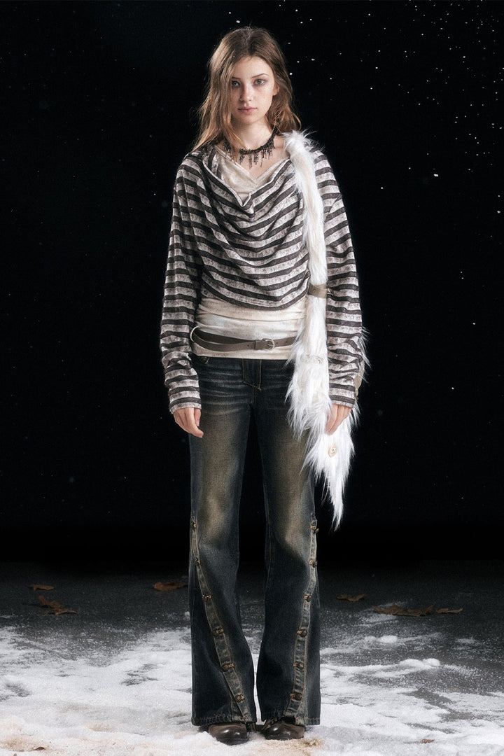 Hooded Drape Layer Shirt