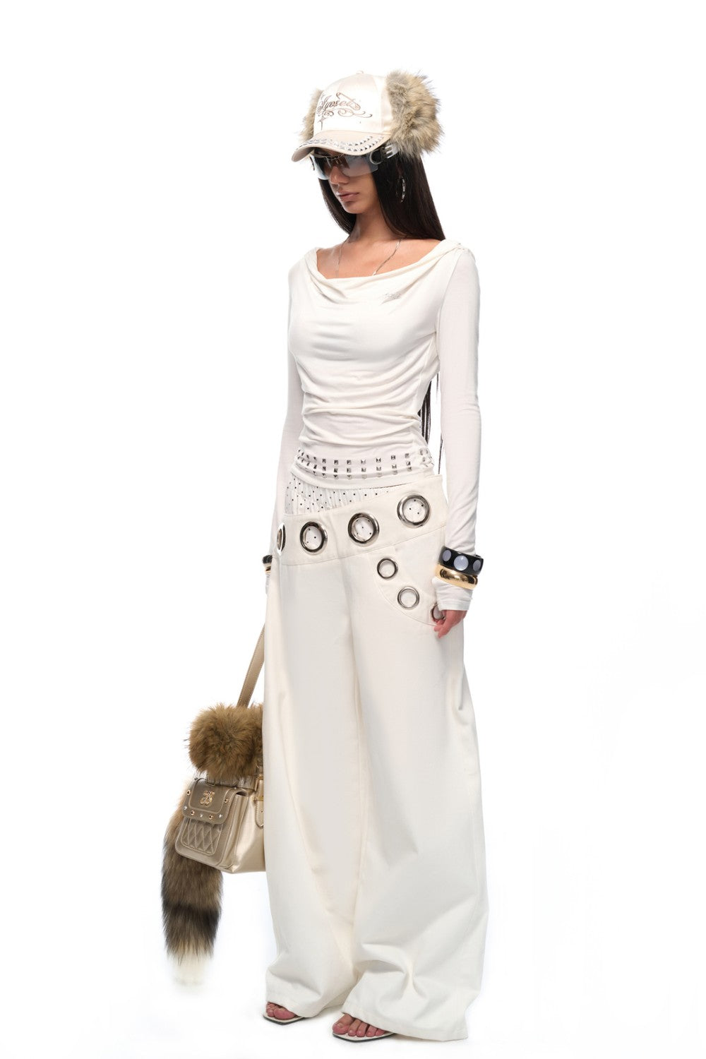Hooded Stud Drape Shirt