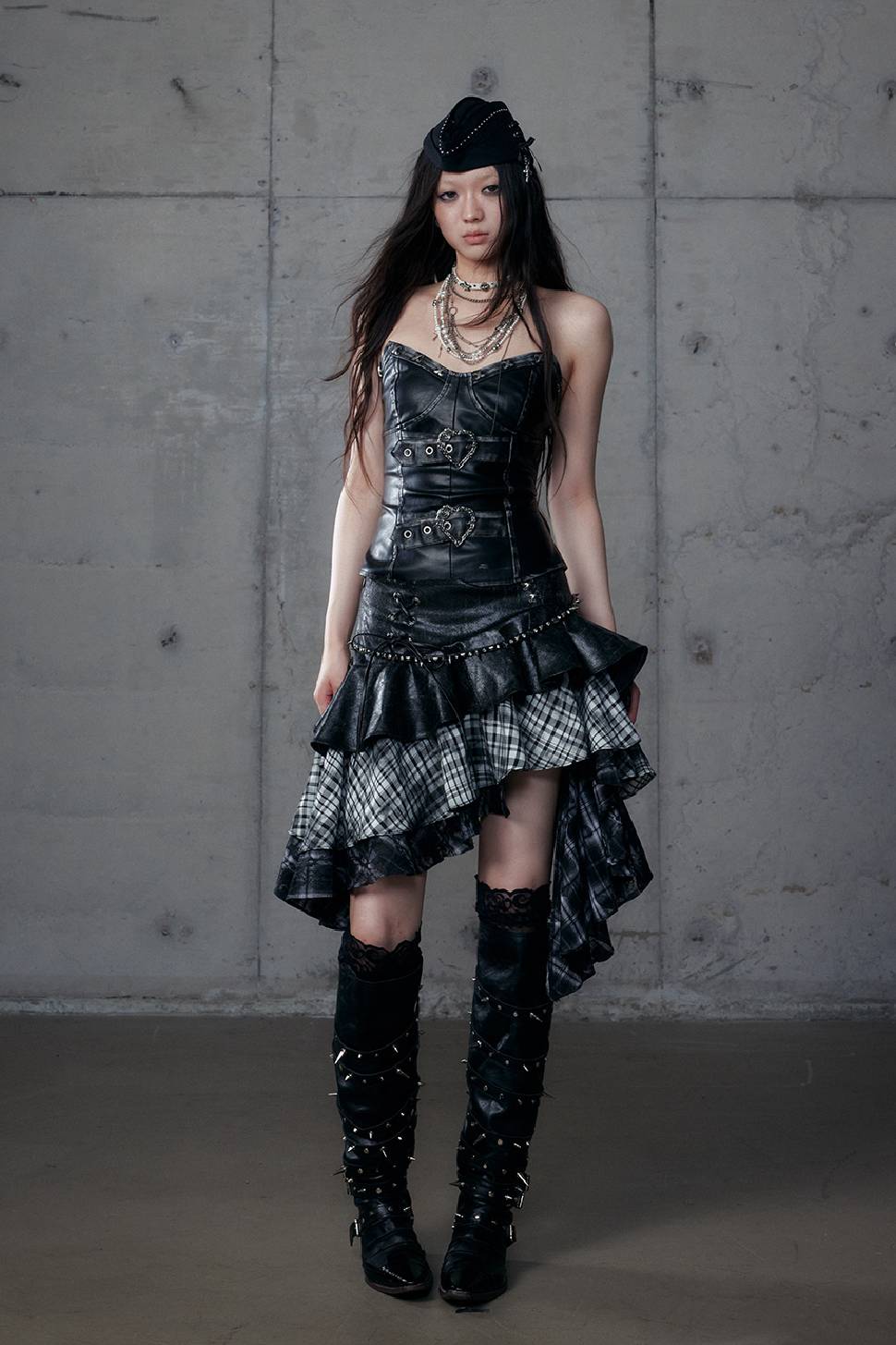 Grunge Layered Midi Skirt