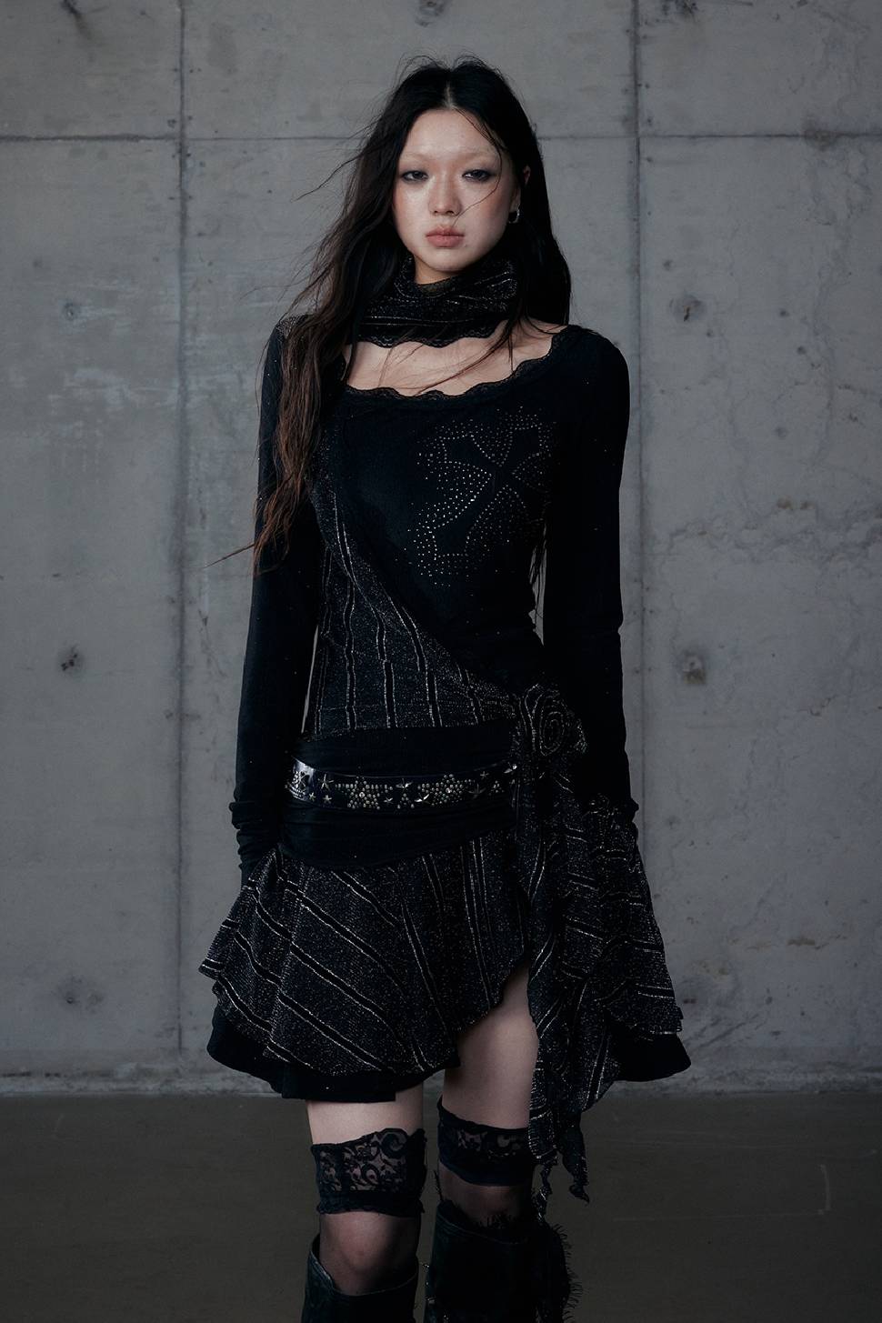 Lace Cross Draped Dress