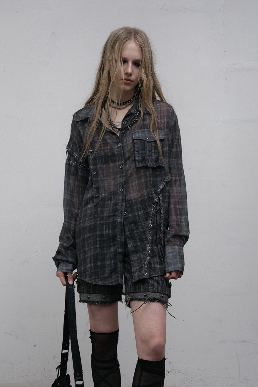 Sheer Plaid Blouse