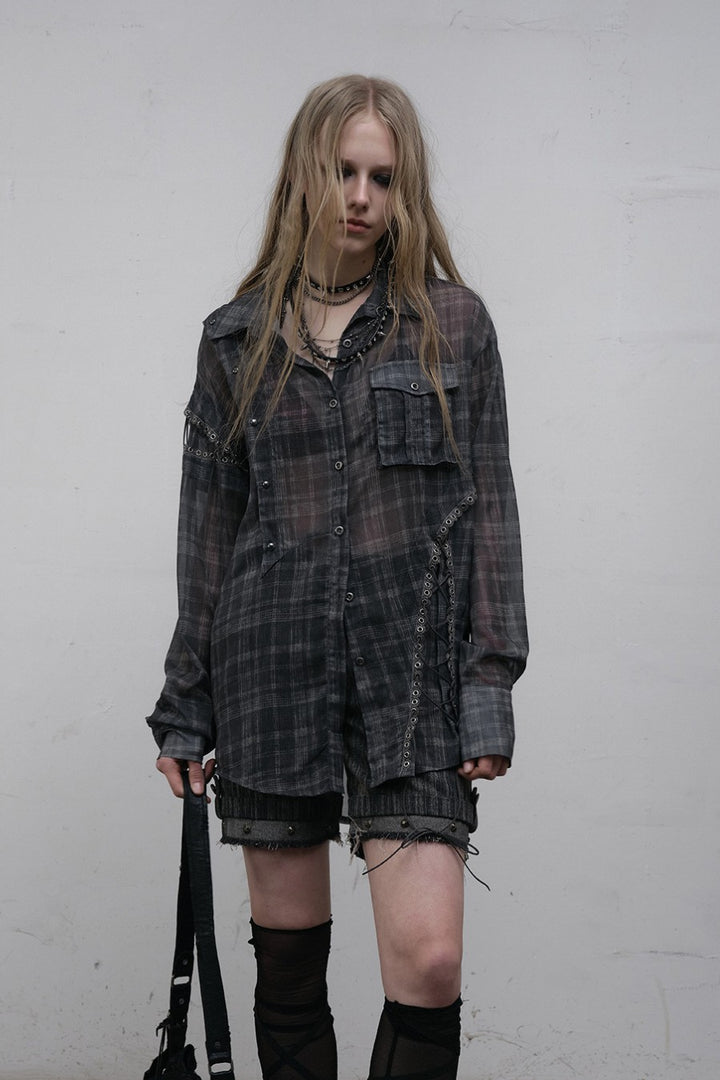 Sheer Plaid Blouse