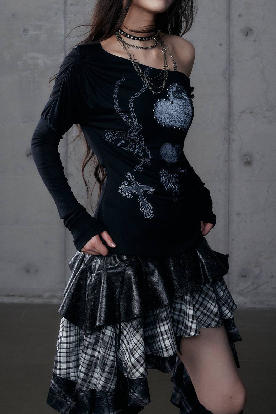 Studded Heart Long Sleeve