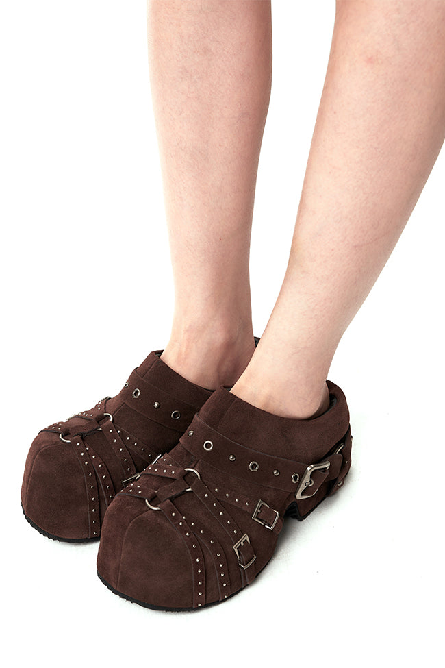 Studded Strap Platform Mules
