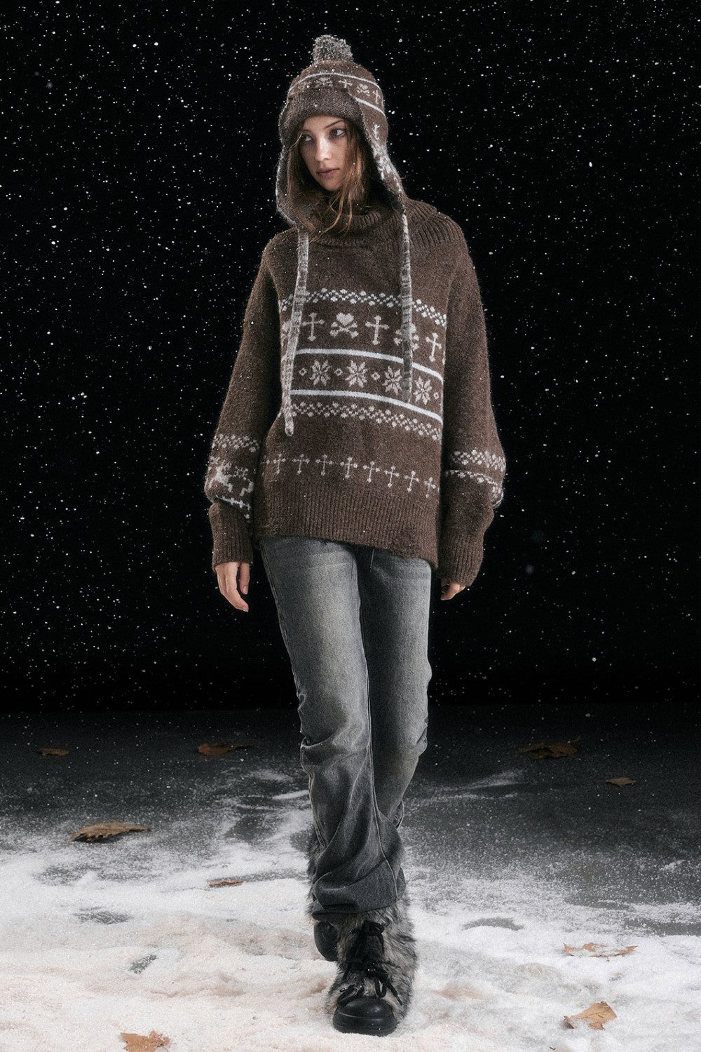 Snowflake Earflap Beanie