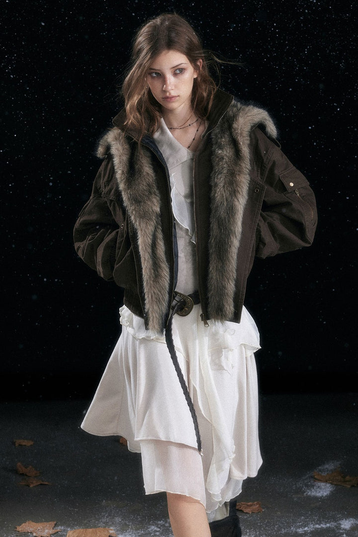 Rustic Fur Flight Jacket