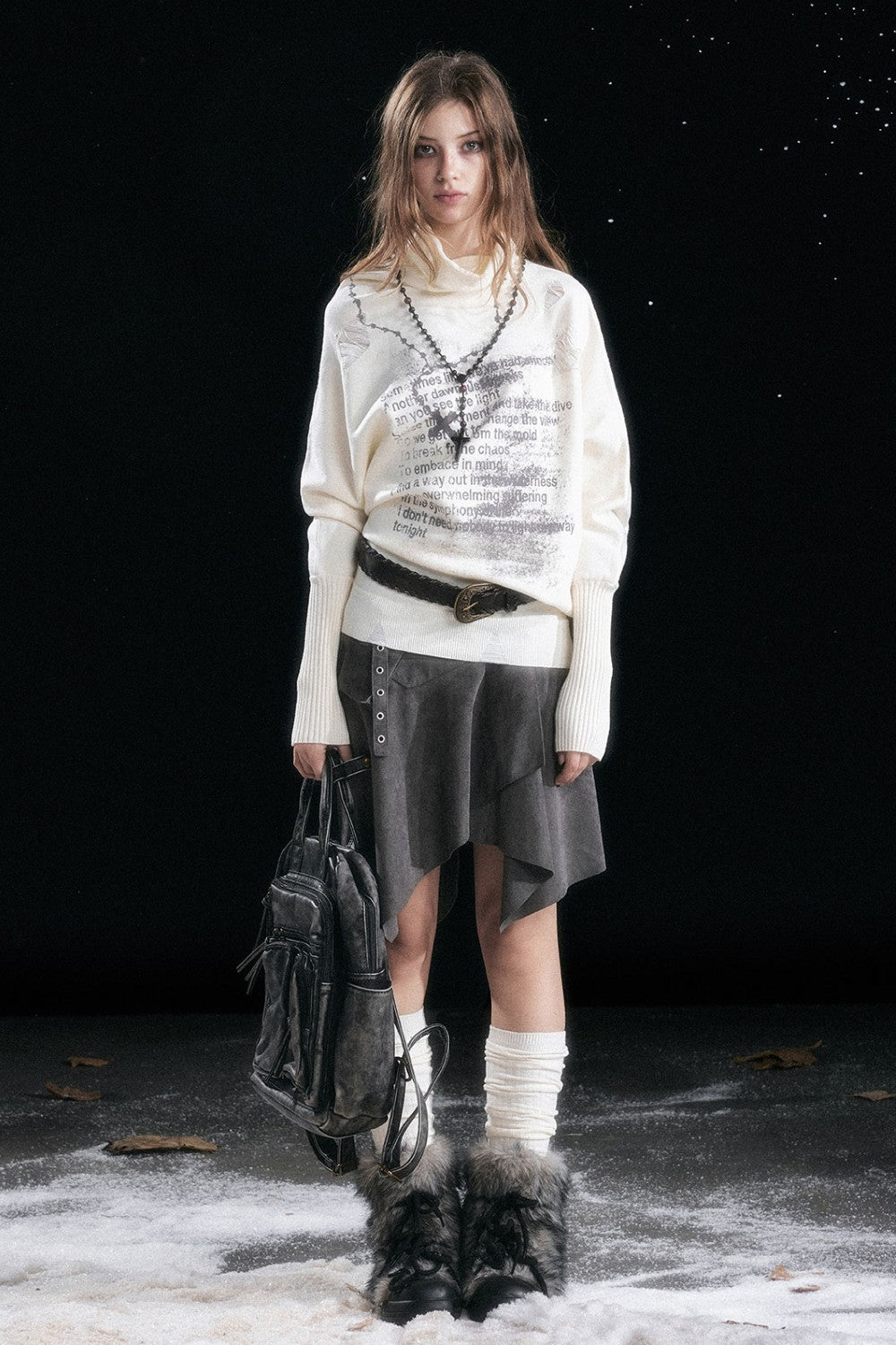 Knit Chain Batwing Sweater