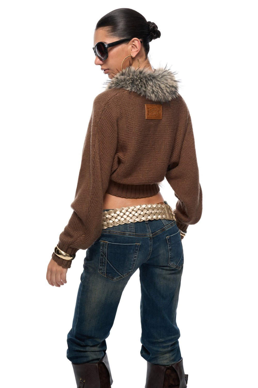 Cross Fur Trim Cardigan