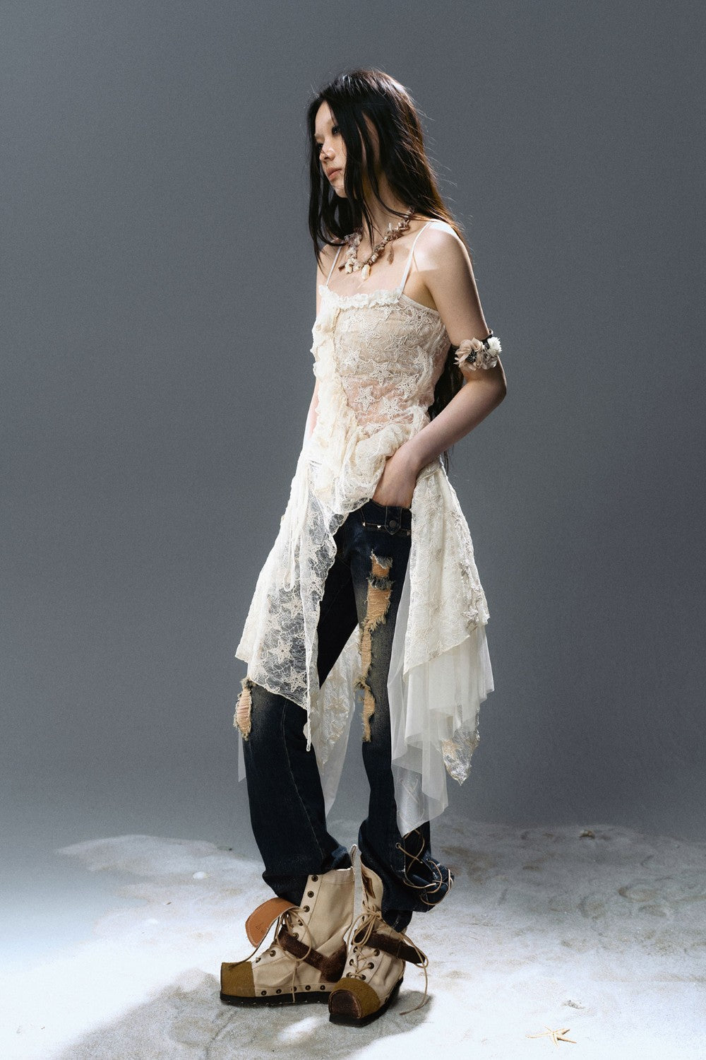 Flowing Star Lace Dress