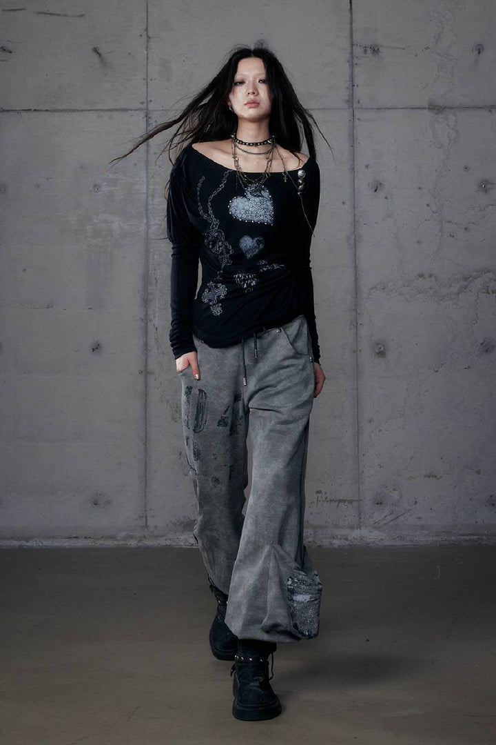 Studded Heart Long Sleeve