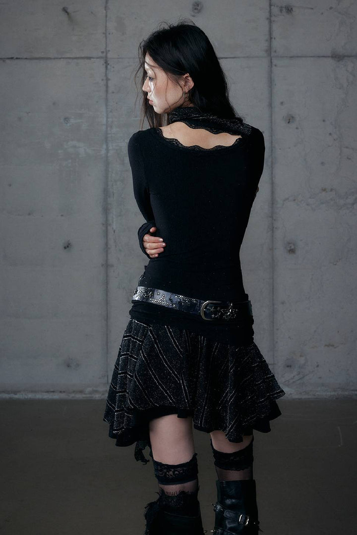 Lace Cross Draped Dress