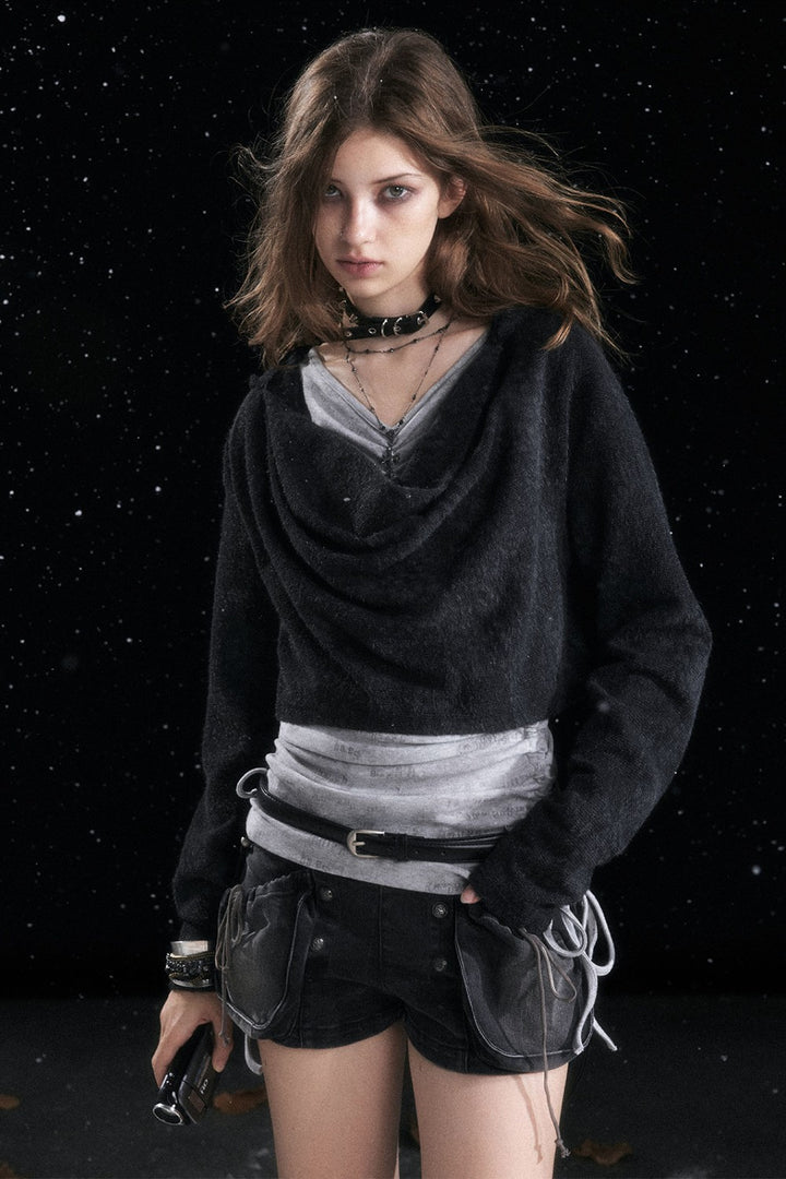 Hooded Drape Layer Shirt