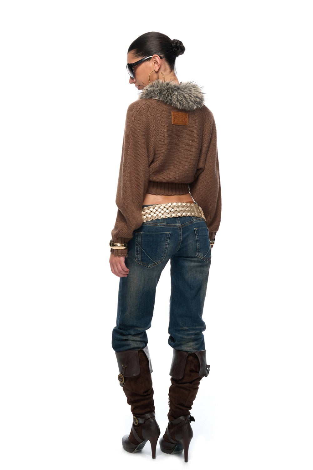 Cross Fur Trim Cardigan