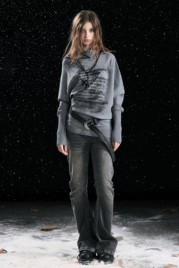 Knit Chain Batwing Sweater