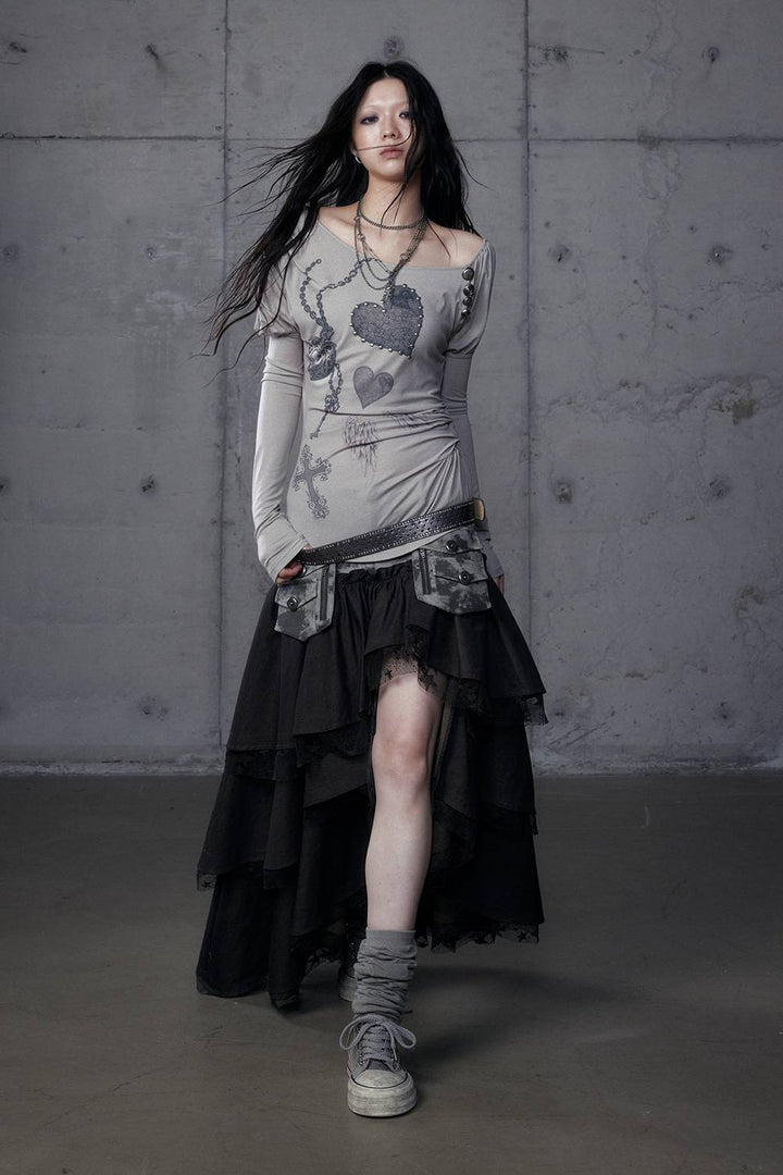 Studded Heart Long Sleeve