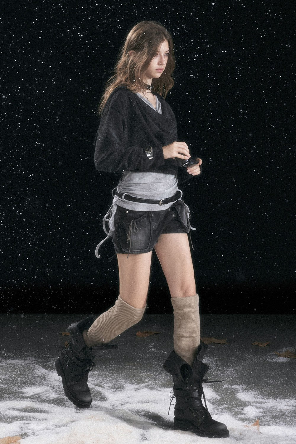 Hooded Drape Layer Shirt