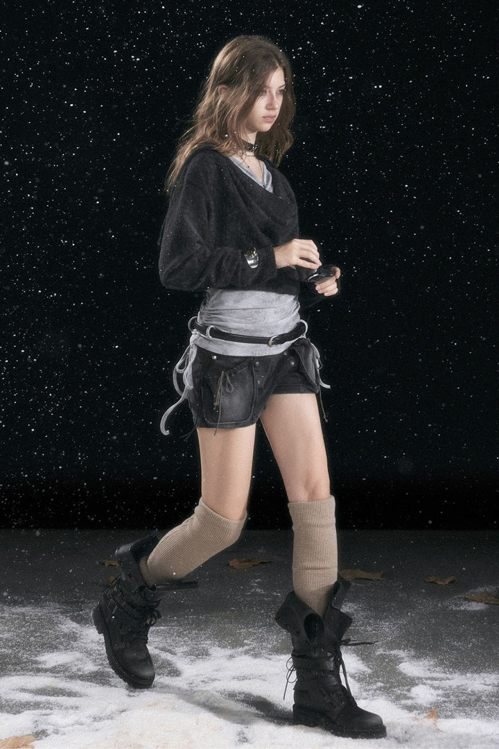 Hooded Drape Layer Shirt