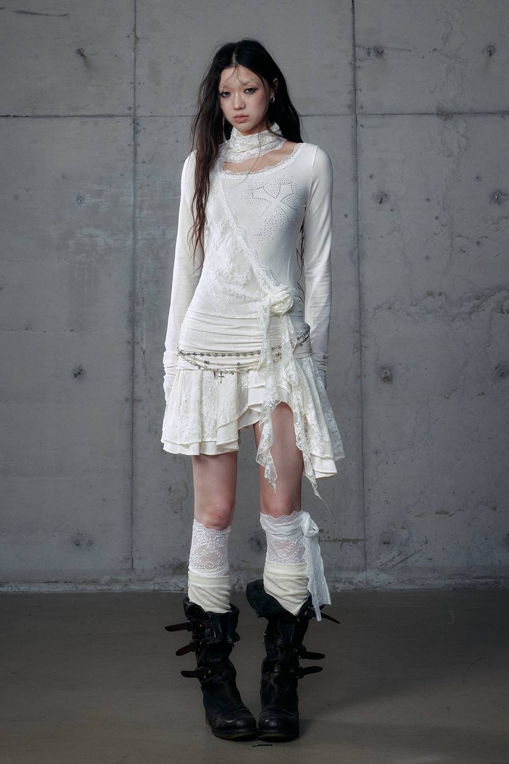 Lace Cross Draped Dress