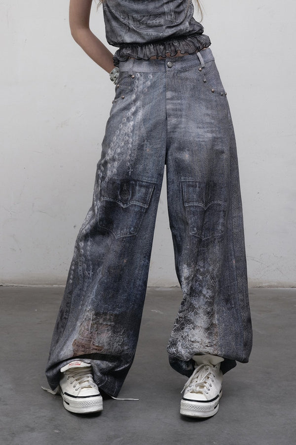 Hand-Painted Denim Jeans