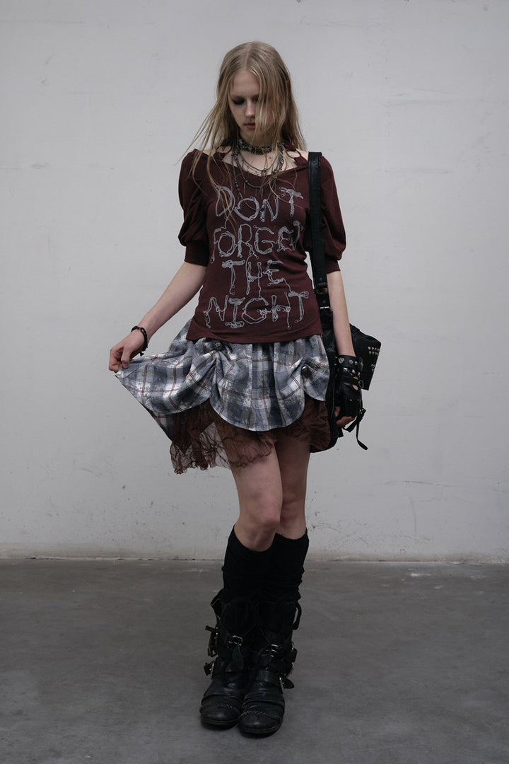 Plaid Lace Trim Skirt