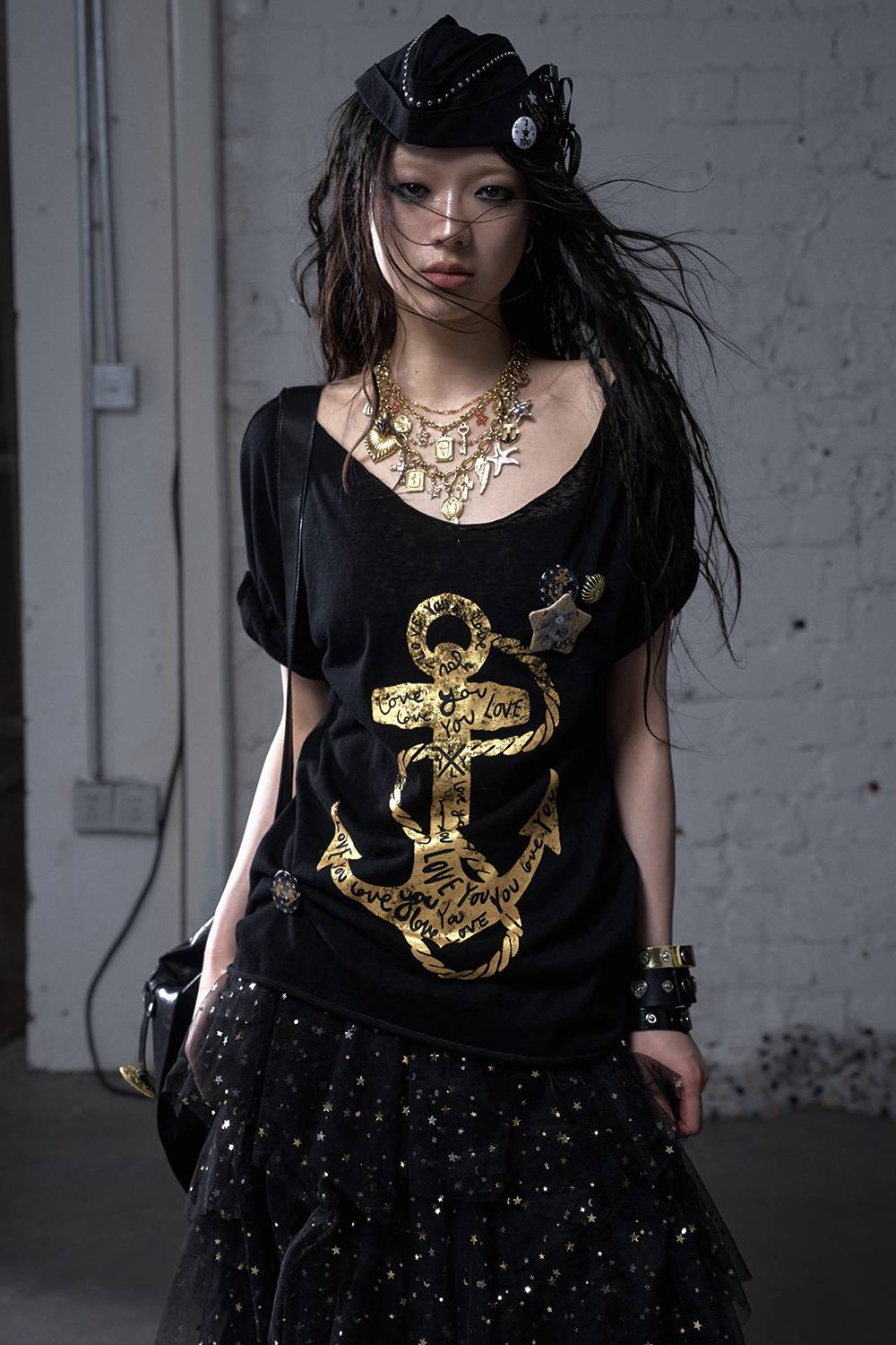 Crosslace Studded Cap