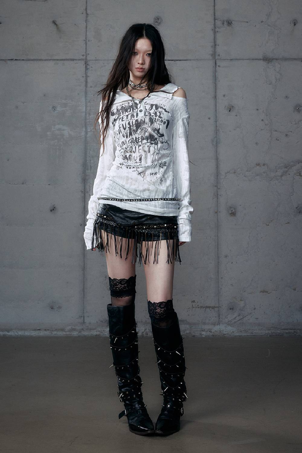 Distressed Hooded Graffiti Top