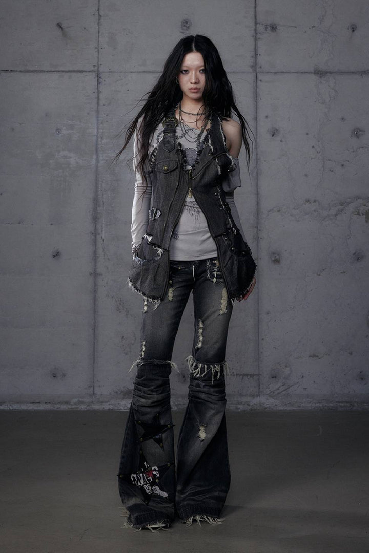 Textured Edge Cargo Vest