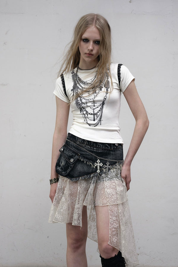 Lace Cross Graphic Shirt