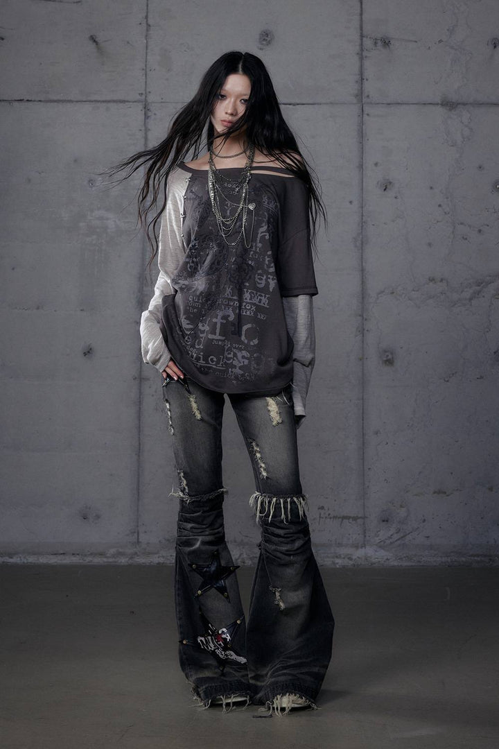 Off-Shoulder Chain Lock Shirt