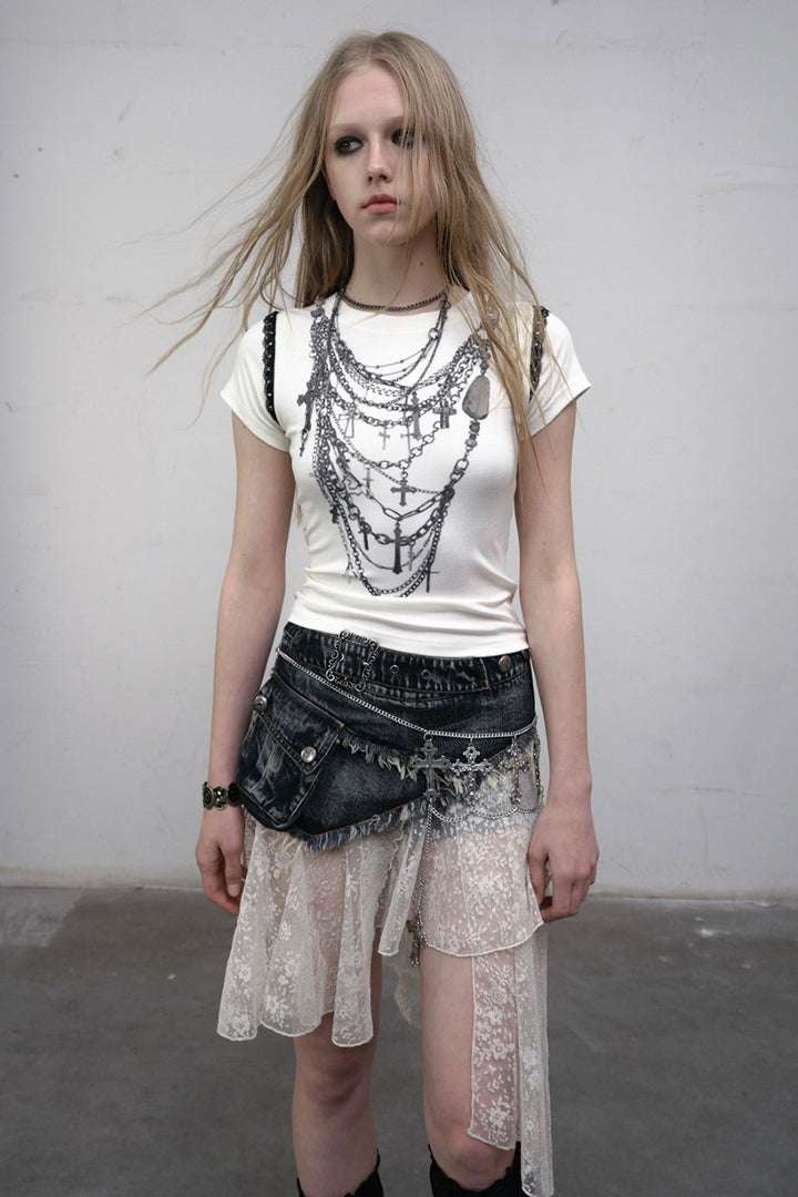 Lace Cross Graphic Shirt