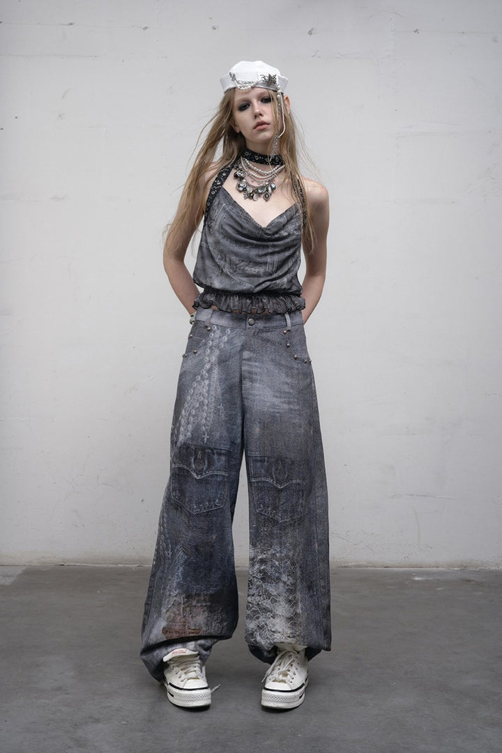 Draped Grommet Halter Top
