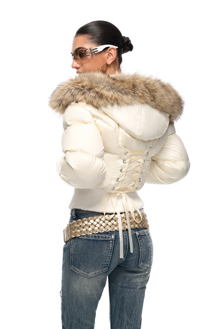 White Blair Lace-Up Jacket