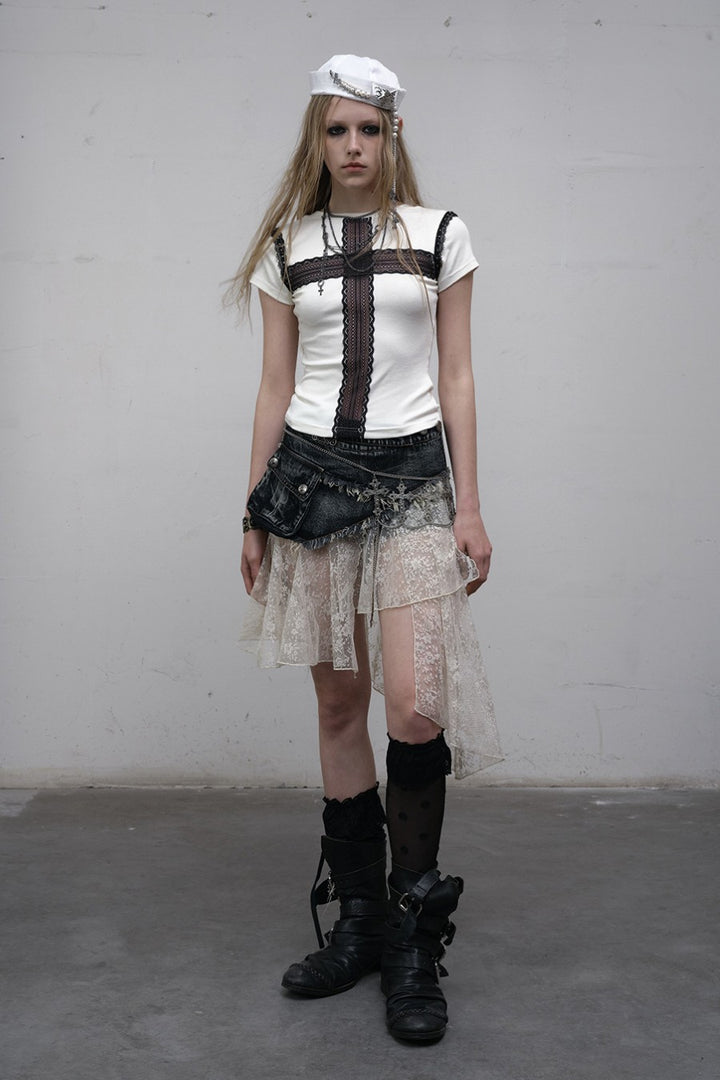 Lace Cross Graphic Shirt
