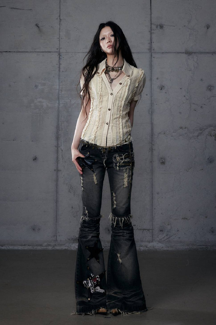 Vintage Short-Sleeve Blouse