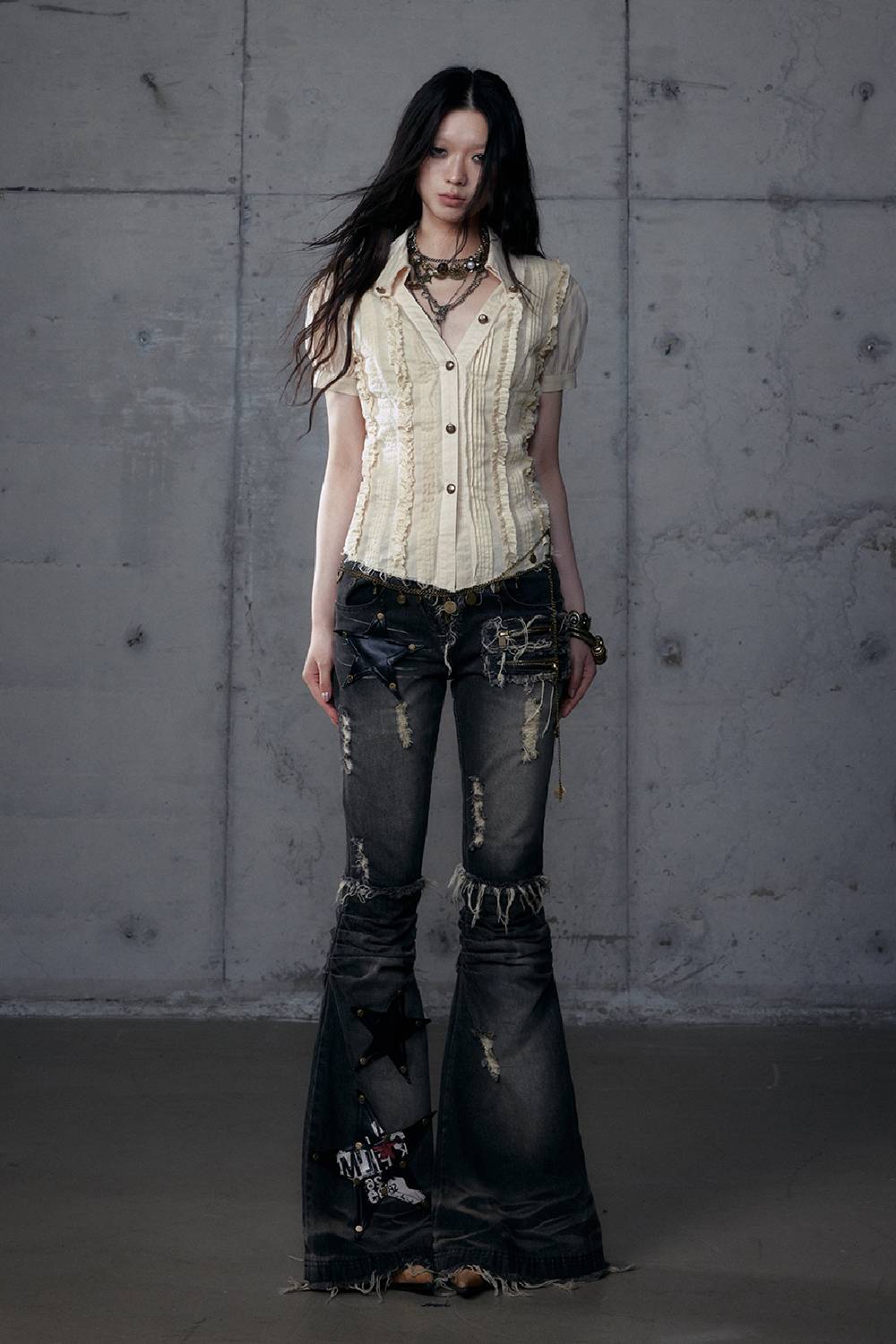 Vintage Short-Sleeve Blouse