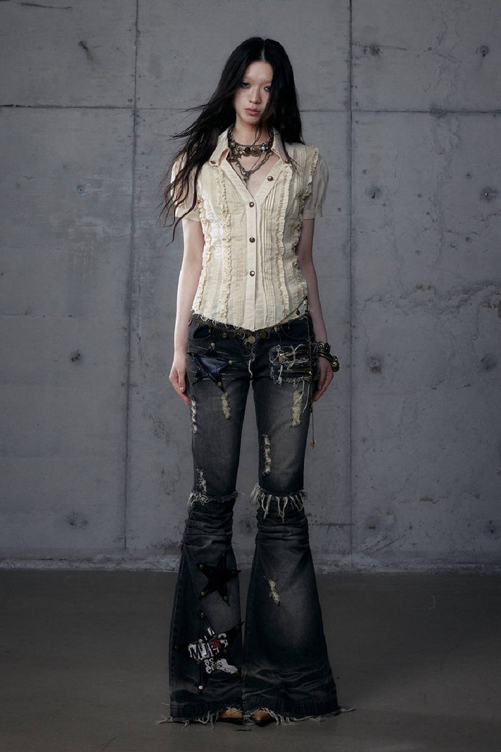 Vintage Short-Sleeve Blouse